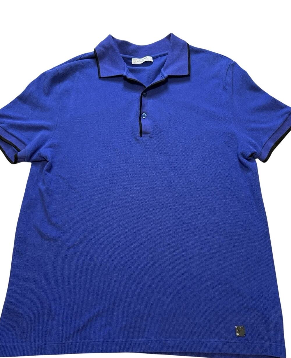 Versace Collection Polo Shirt Mens M Blue V800499S Medusa Logo Cotton Pique
